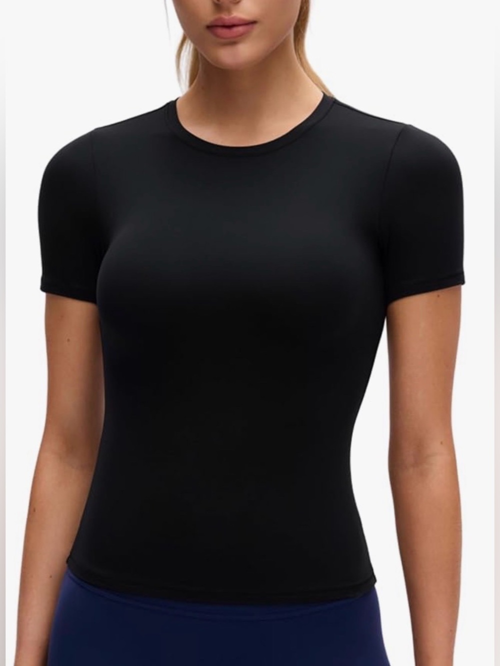 CRZ Yoga Softembrace Short Sleeve Crew Neck T-Shirt, Black, sz L